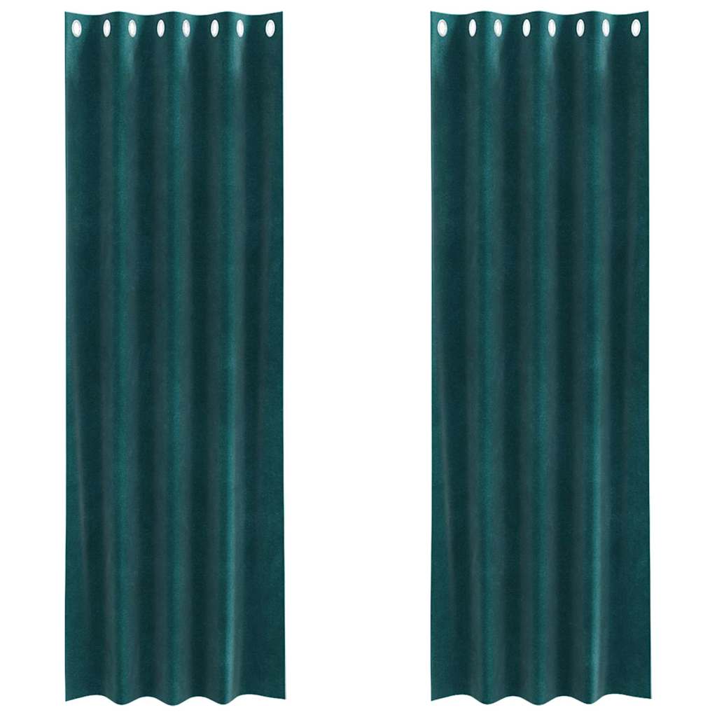 Κουρτίνες συσκότισης 2 pcs Σκούρο Πράσινο 140 x 225 cm Βελούδο