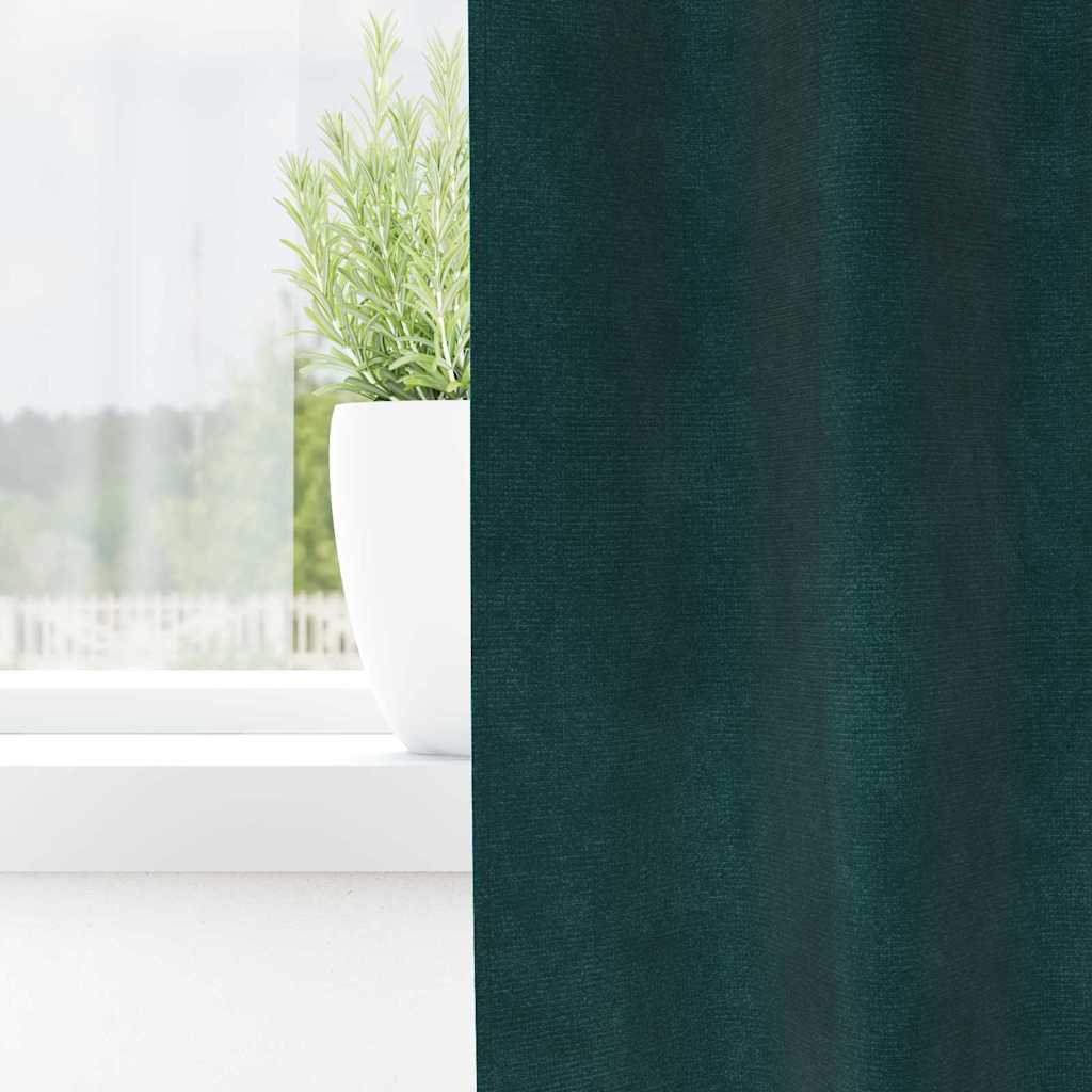 Κουρτίνες συσκότισης 2 pcs Σκούρο Πράσινο 140 x 260 cm Βελούδο - Pakobazaar