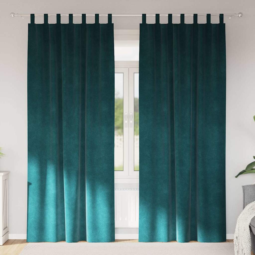 Κουρτίνες συσκότισης 2 pcs Σκούρο Πράσινο 140 x 260 cm Βελούδο - Pakobazaar