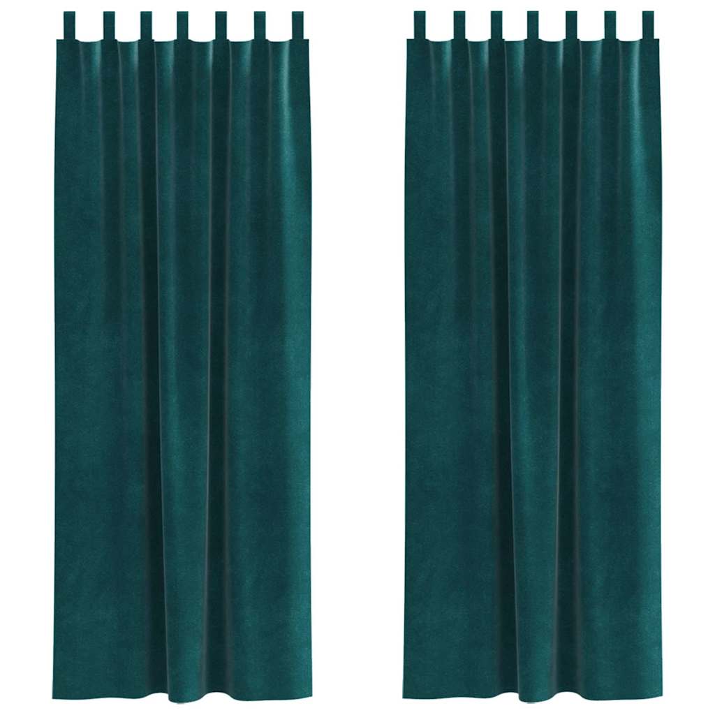 Κουρτίνες συσκότισης 2 pcs Σκούρο Πράσινο 140 x 260 cm Βελούδο - Pakobazaar