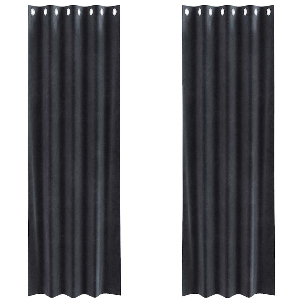 Κουρτίνες συσκότισης 2 pcs Σκούρο Γκρι 140 x 260 cm Βελούδο