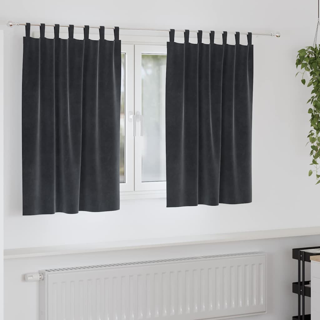 Κουρτίνες συσκότισης 2 pcs Σκούρο Γκρι 140 x 140 cm Βελούδο