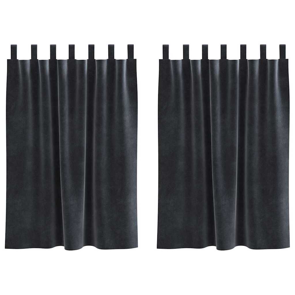 Κουρτίνες συσκότισης 2 pcs Σκούρο Γκρι 140 x 140 cm Βελούδο