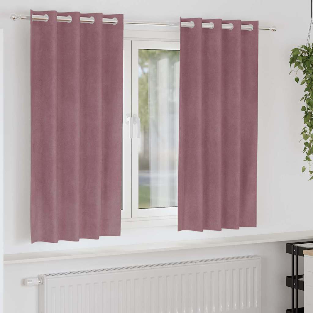 Κουρτίνες συσκότισης 2 pcs Σκούρο ροζ 140 x 175 cm Βελούδο