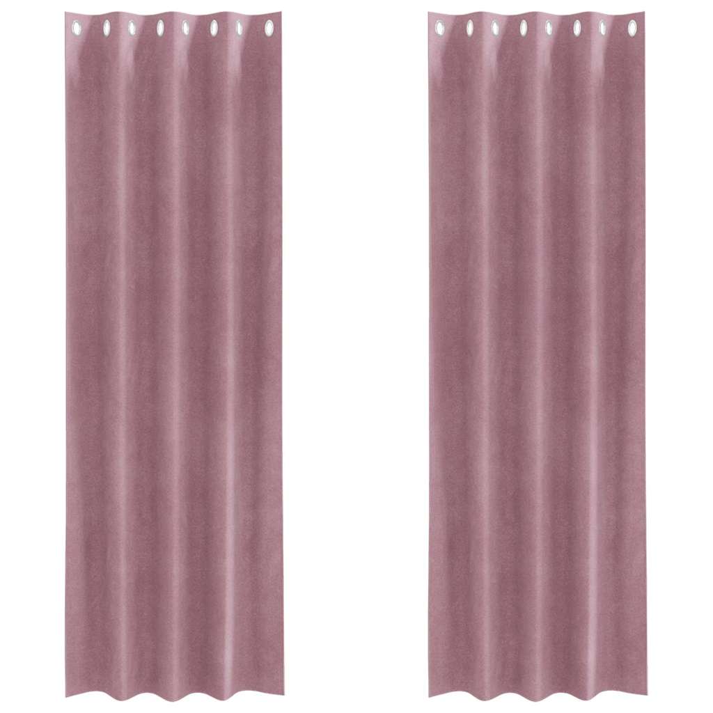 Κουρτίνες συσκότισης 2 pcs Σκούρο ροζ 140 x 260 cm Βελούδο - Pakobazaar