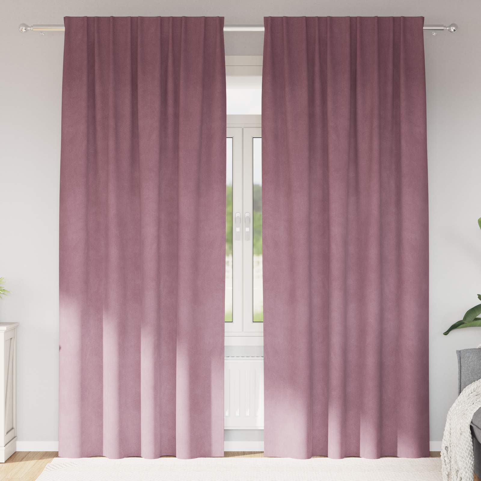 Κουρτίνες συσκότισης 2 pcs Σκούρο ροζ 140 x 245 cm Βελούδο - Pakobazaar