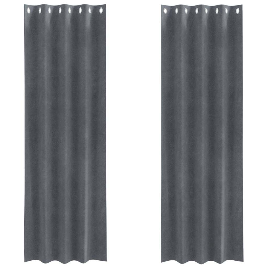Κουρτίνες συσκότισης 2 pcs Ανοιχτό γκρι 140 x 260 cm Βελούδο - Pakobazaar