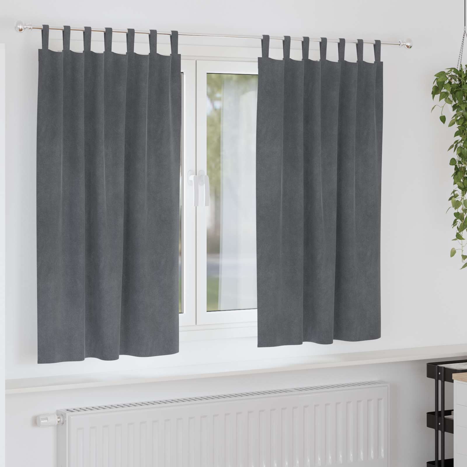Κουρτίνες συσκότισης 2 pcs Ανοιχτό γκρι 140 x 175 cm Βελούδο