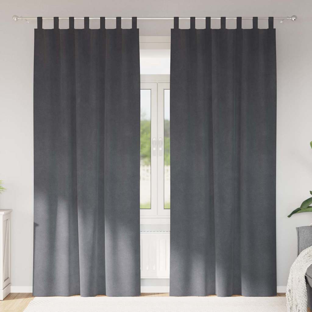 Κουρτίνες συσκότισης 2 pcs Ανοιχτό γκρι 140 x 245 cm Βελούδο