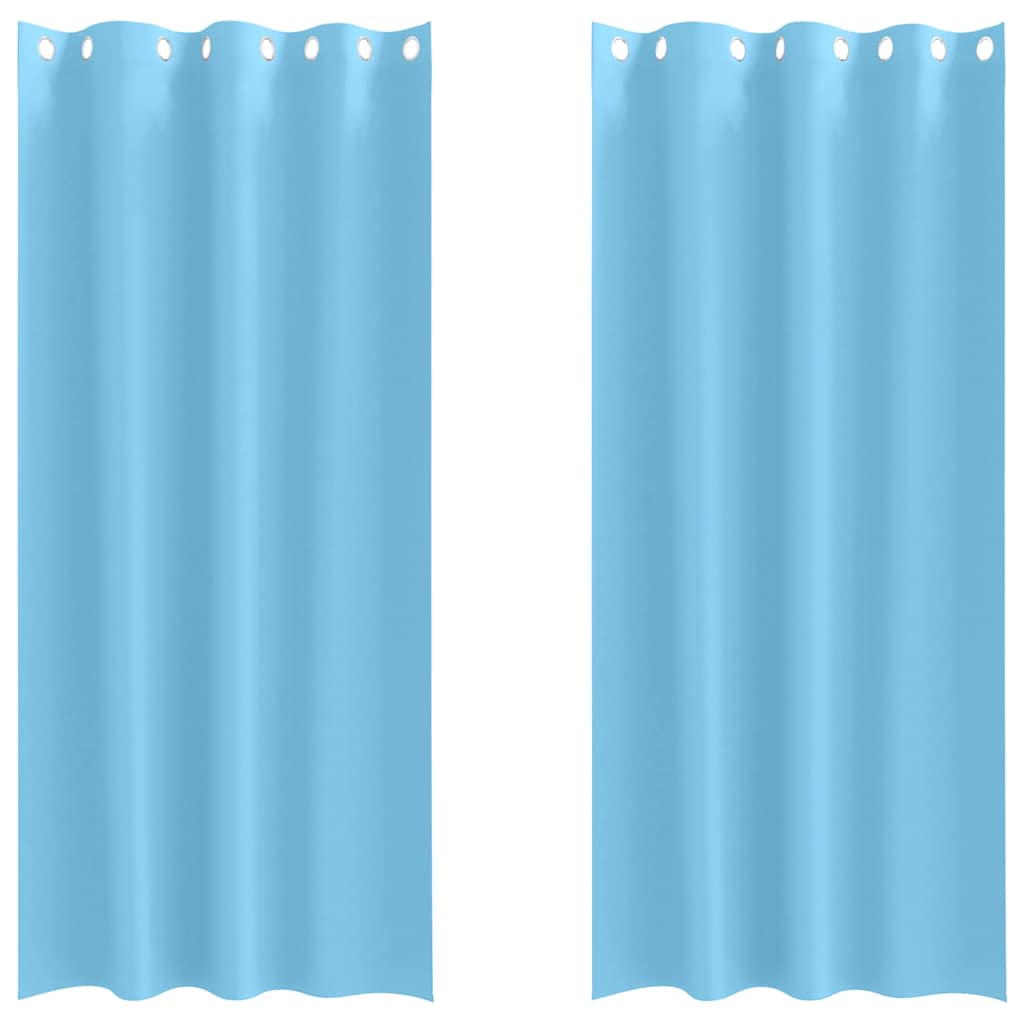 Κουρτίνες Μαύρης Ύφανσης με Δαχτυλίδια 2 pcs Ανοιχτό μπλε - Pakobazaar