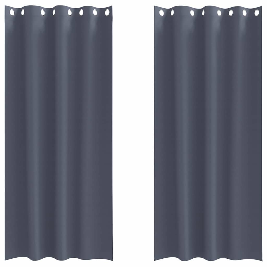 Κουρτίνες Μαύρης Ύφανσης με Δαχτυλίδια 2 pcs Ανθρακί - Pakobazaar