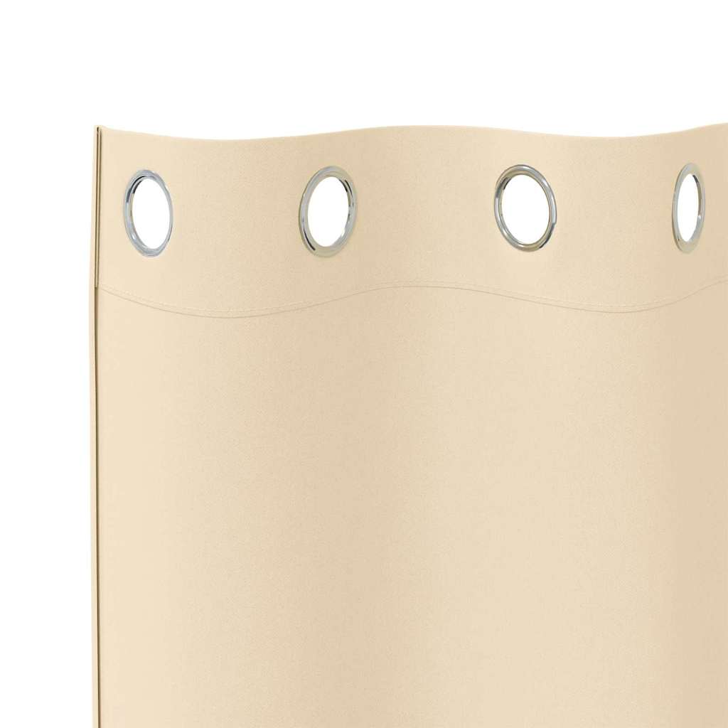 Κουρτίνες Μαύρης Ύφανσης με Δαχτυλίδια 2 pcs Κρεμ 175 x 140 εκ.