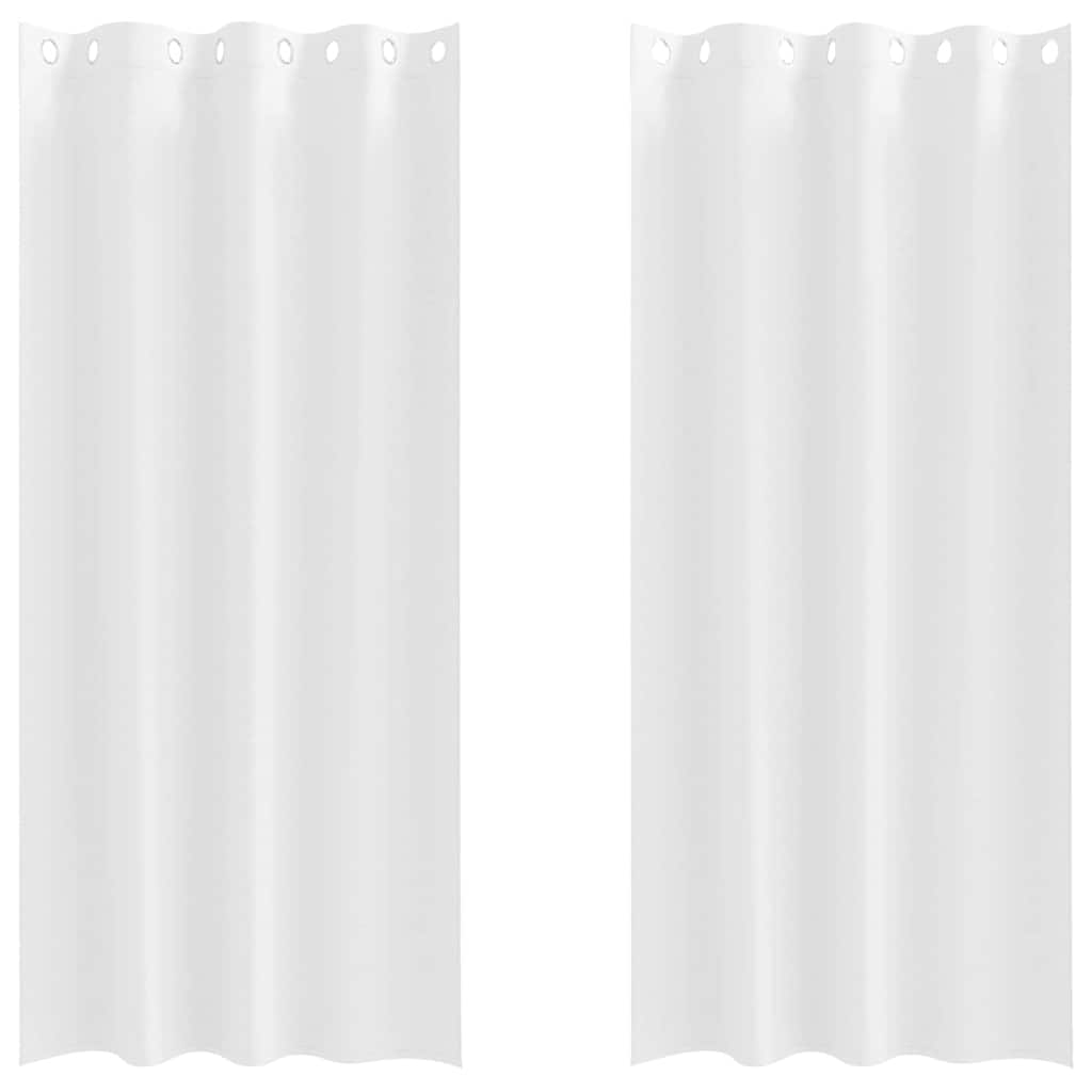 Κουρτίνες Μαύρης Ύφανσης με Δαχτυλίδια 2 pcs Καθαρό Λευκό - Pakobazaar