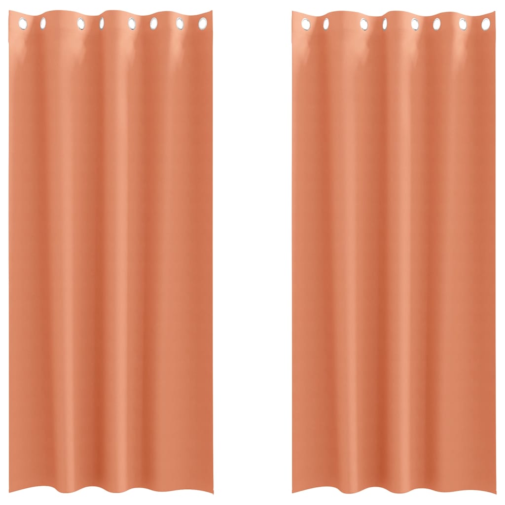 Κουρτίνες Μαύρης Ύφανσης με Δαχτυλίδια 2 pcs Τερακότα - Pakobazaar