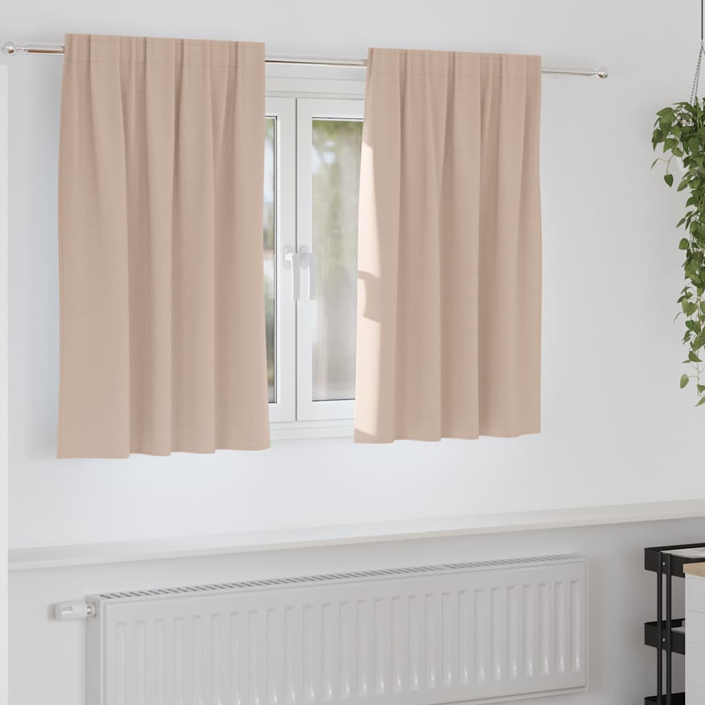 Κουρτίνες Μαύρης Ύφανσης με Δαχτυλίδια 2 pcs Taupe 140 x 140 cm - Pakobazaar