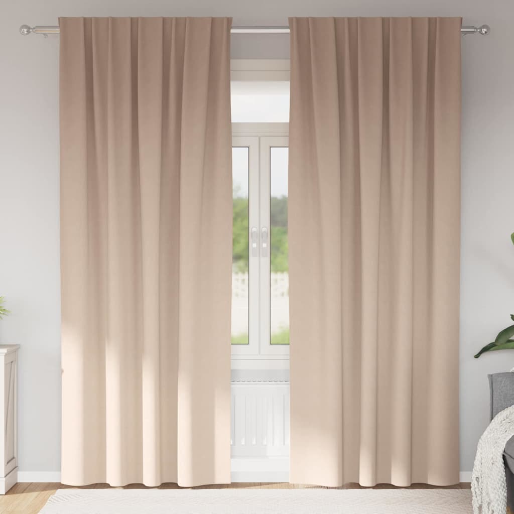 Κουρτίνες Μαύρης Ύφανσης με Δαχτυλίδια 2 pcs Taupe - Pakobazaar