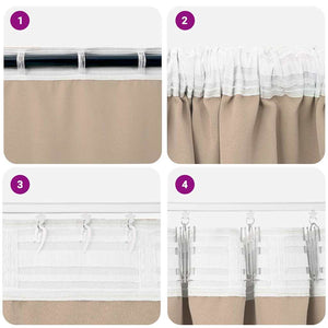 Κουρτίνες Μαύρης Ύφανσης με Δαχτυλίδια 2 pcs Taupe - Pakobazaar