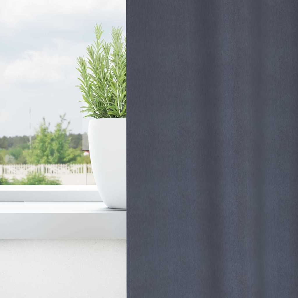 Κουρτίνες Μαύρης Ύφανσης με Δαχτυλίδια 2 pcs Ανθρακί - Pakobazaar