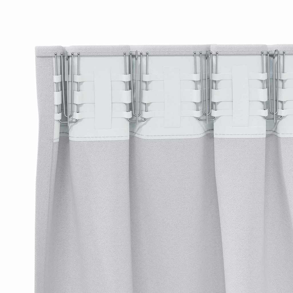Κουρτίνες Μαύρης Ύφανσης με Δαχτυλίδια 2 pcs Ανοιχτό γκρι