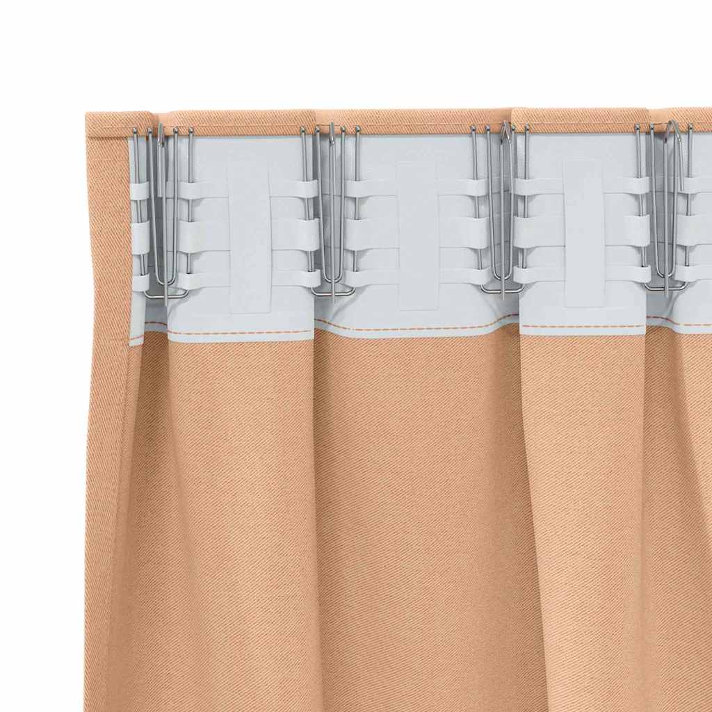 Κουρτίνες Μαύρης Ύφανσης με Δαχτυλίδια 2 pcs Ανοιχτό καφέ