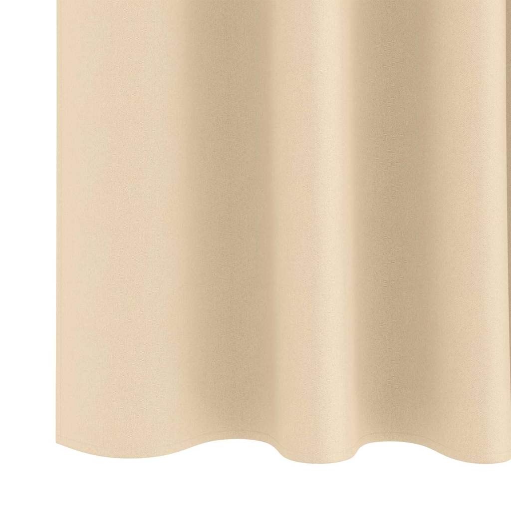 Κουρτίνες Μαύρης Ύφανσης με Δαχτυλίδια 2 pcs Κρεμ 140 x 140 cm