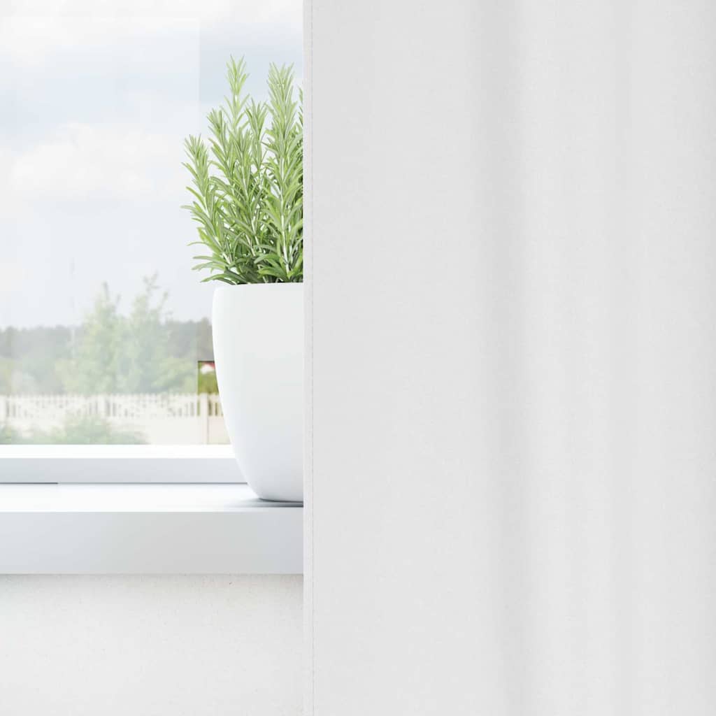 Κουρτίνες Μαύρης Ύφανσης με Δαχτυλίδια 2 pcs Καθαρό Λευκό