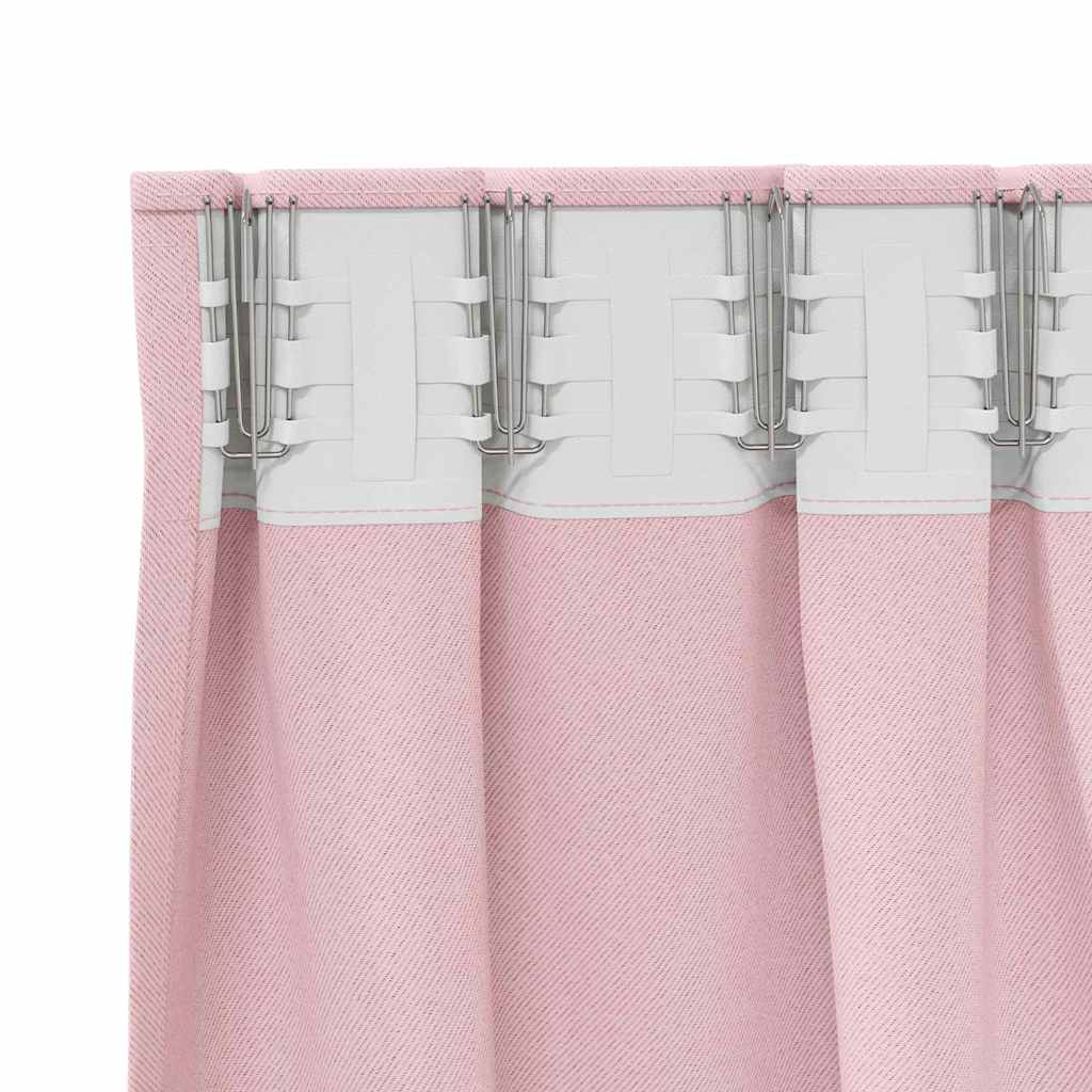 Κουρτίνες Μαύρης Ύφανσης με Δαχτυλίδια 2 pcs Απαλό ροζ