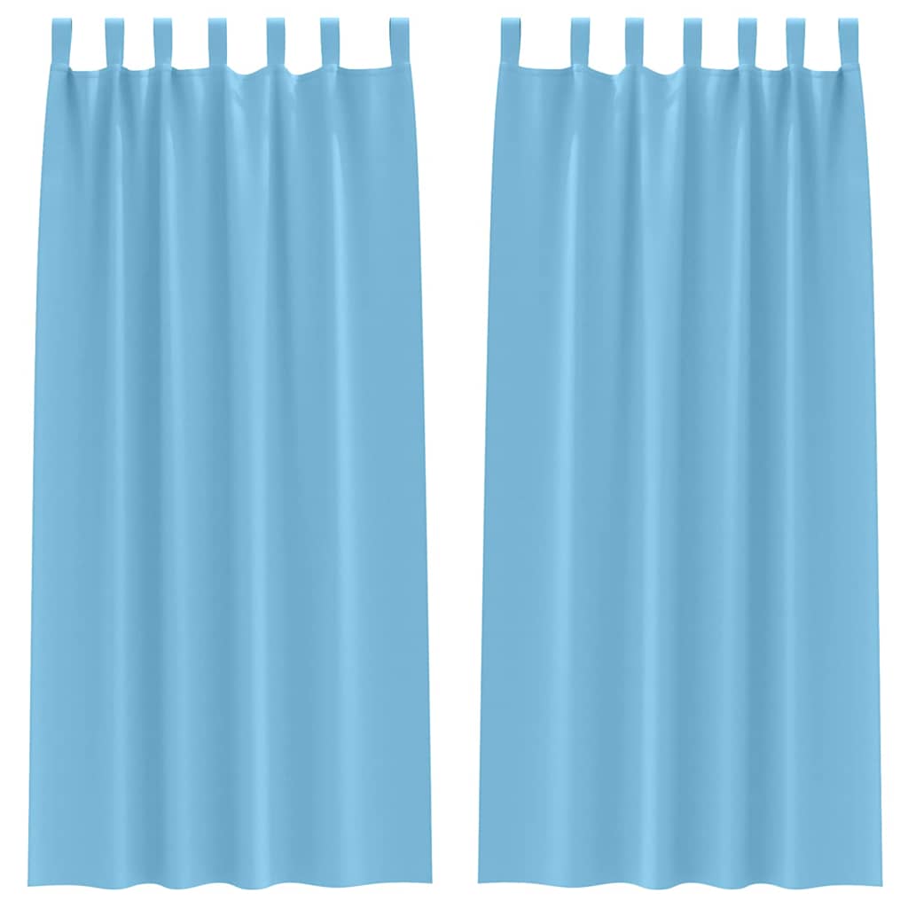 Κουρτίνες Μαύρης Ύφανσης με Δαχτυλίδια 2 pcs Ανοιχτό μπλε