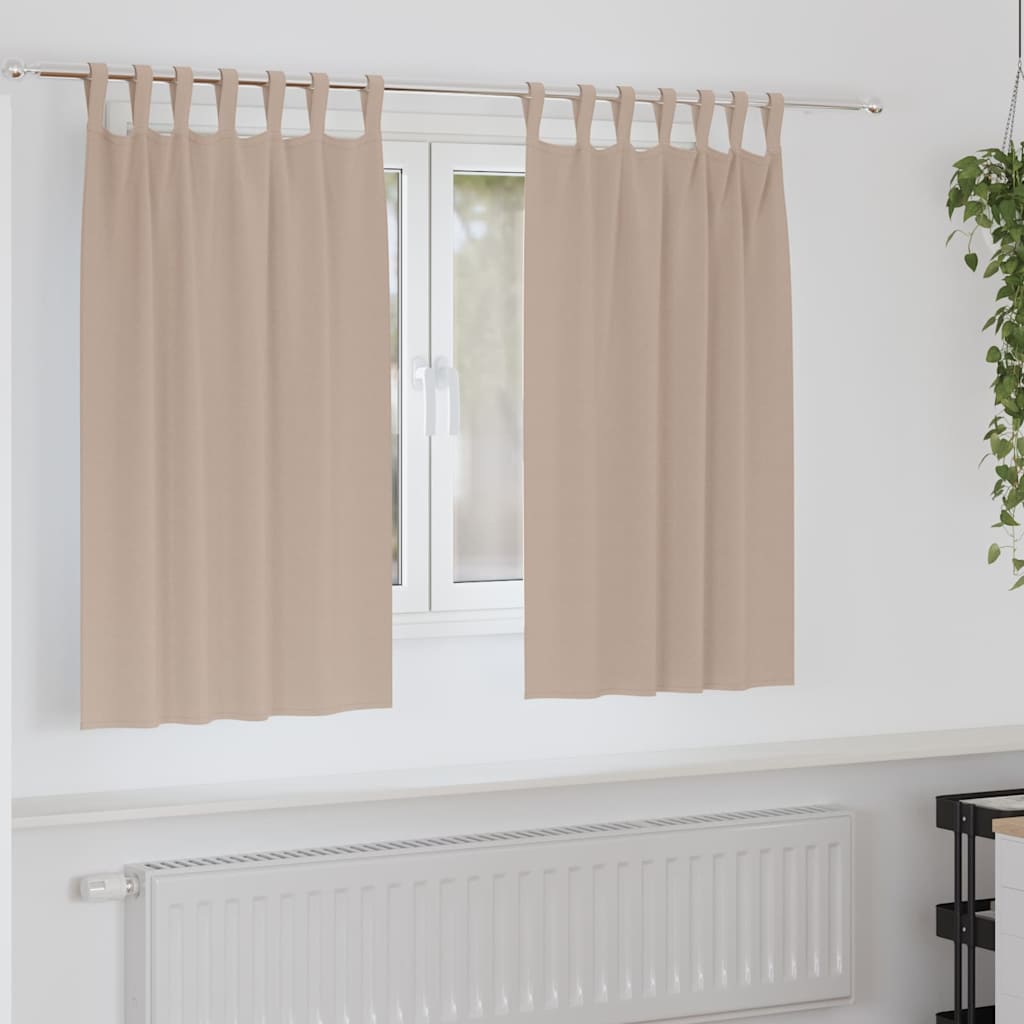 Κουρτίνες Μαύρης Ύφανσης με Δαχτυλίδια 2 pcs Taupe 140 x 140 cm