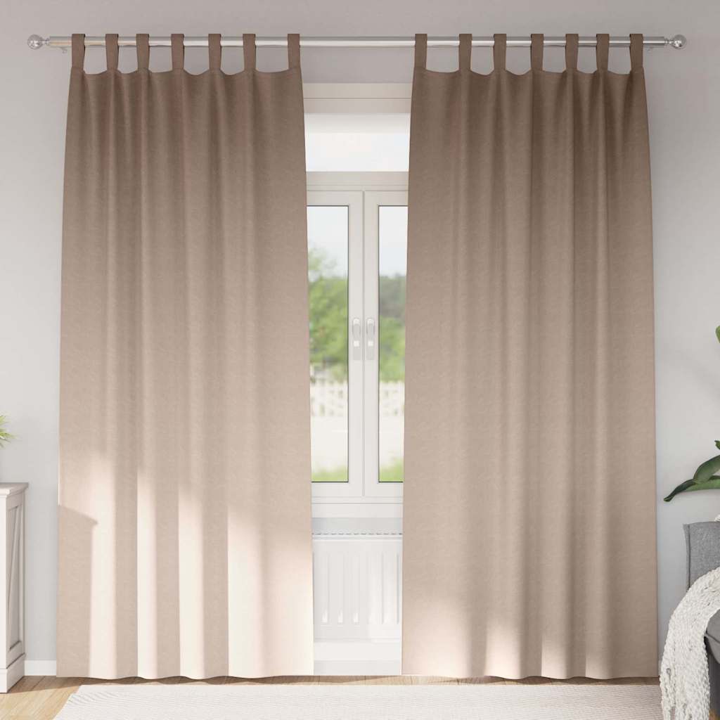 Κουρτίνες Μαύρης Ύφανσης με Δαχτυλίδια 2 pcs Taupe