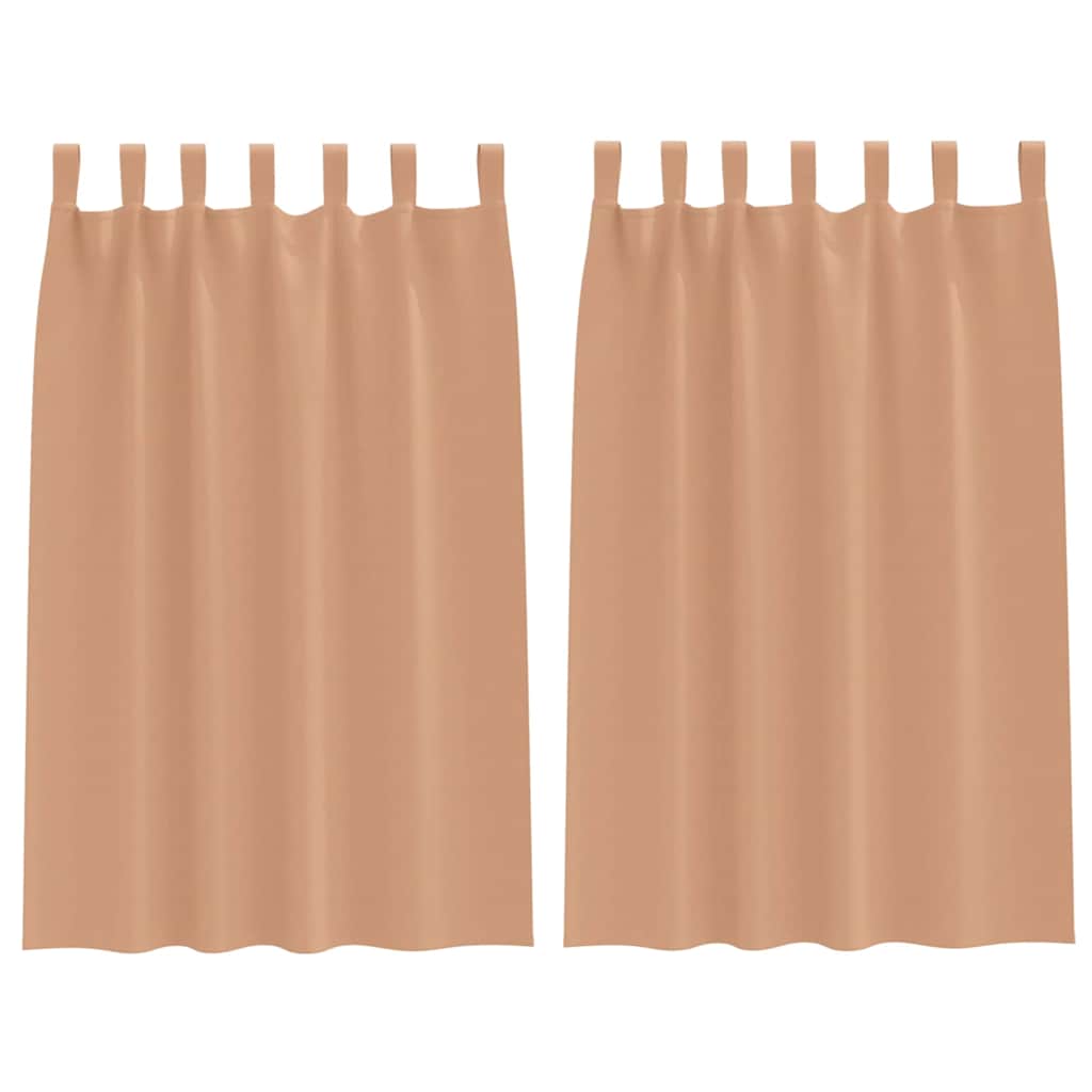 Κουρτίνες Μαύρης Ύφανσης με Δαχτυλίδια 2 pcs Ανοιχτό καφέ