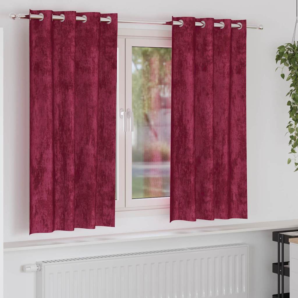 Βελούδινες Κουρτίνες 2 pcs Κόκκινο 175 x 140 εκ. Βελούδο - Pakobazaar