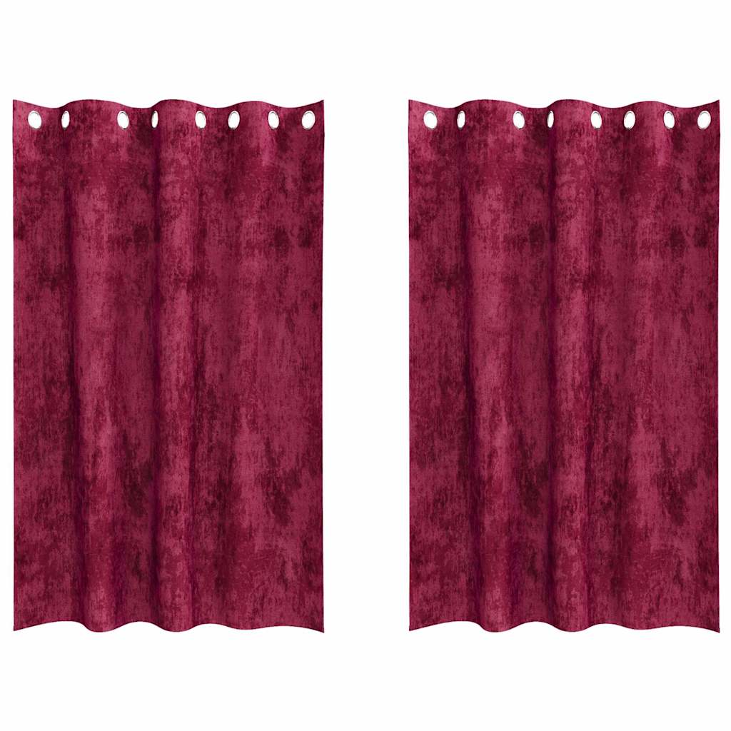 Βελούδινες Κουρτίνες 2 pcs Κόκκινο 175 x 140 εκ. Βελούδο - Pakobazaar
