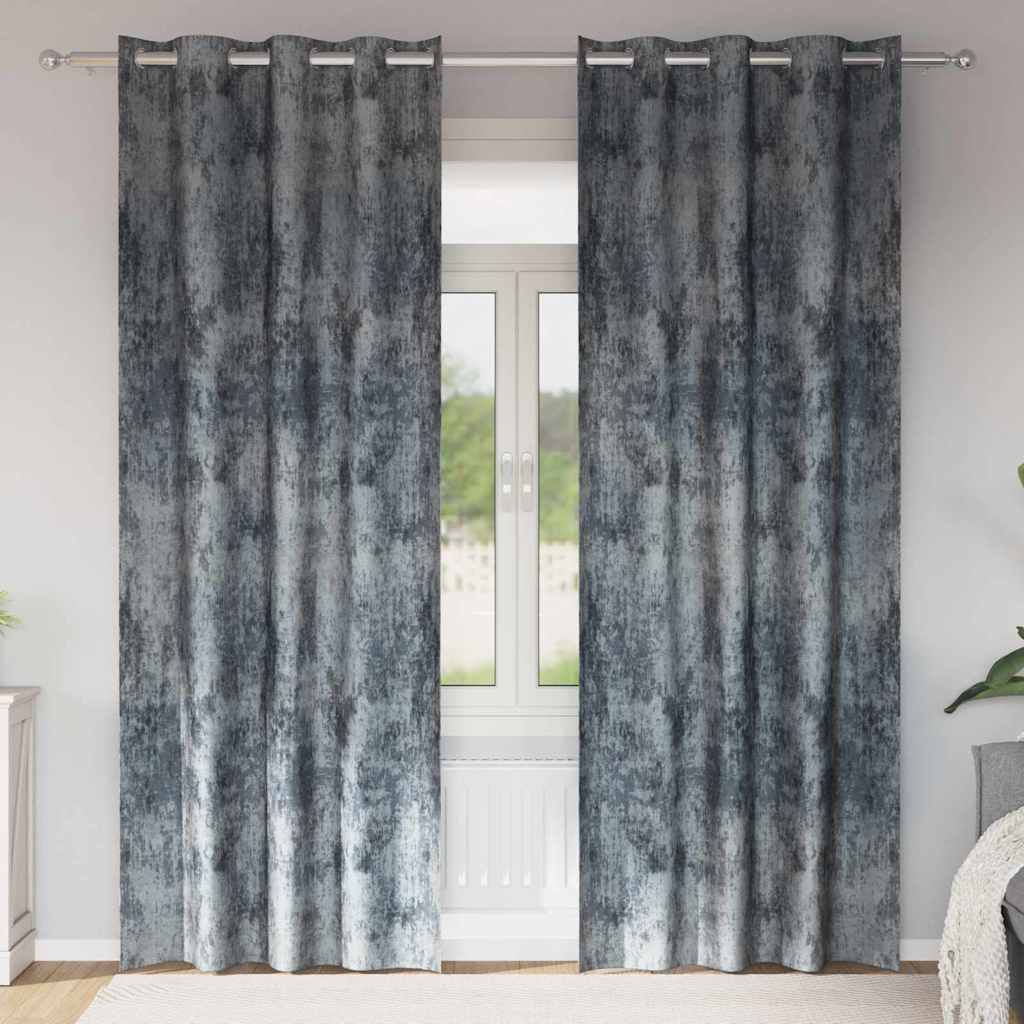 Βελούδινες Κουρτίνες 2 pcs Ασημί Γκρι 225 x 140 εκ. Βελούδο