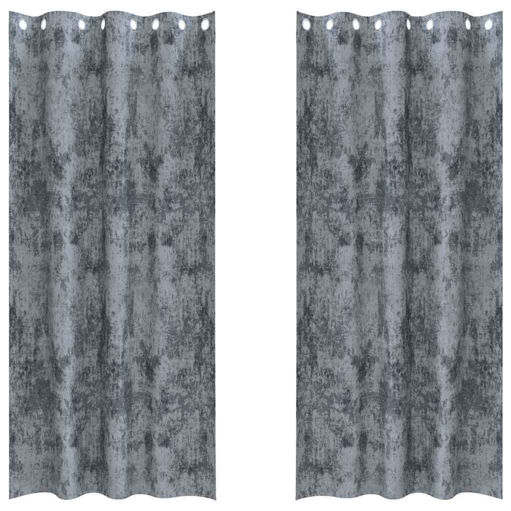 Βελούδινες Κουρτίνες 2 pcs Ασημί Γκρι 245 x 140 εκ. Βελούδο - Pakobazaar