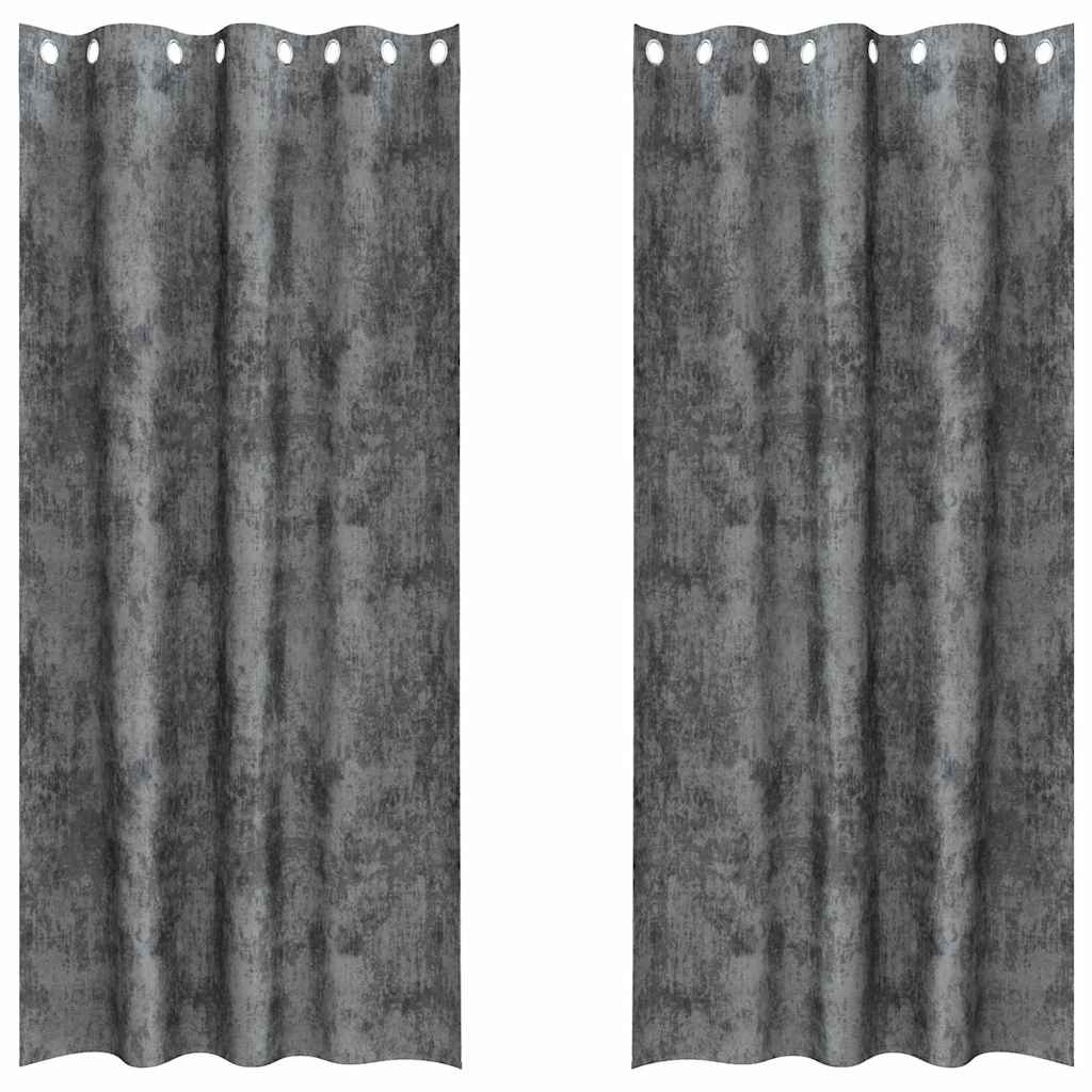 Βελούδινες Κουρτίνες 2 pcs Γκρι 225 x 140 εκ. Βελούδο
