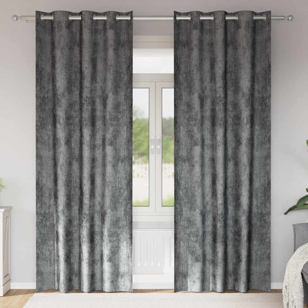 Βελούδινες Κουρτίνες 2 pcs Γκρι 260 x 140 εκ. Βελούδο - Pakobazaar