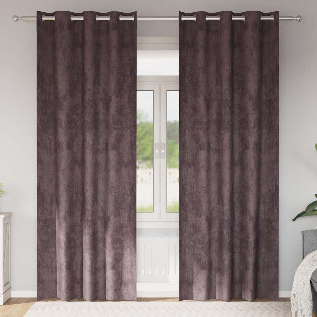Βελούδινες Κουρτίνες 2 pcs Καφέ 225 x 140 εκ. Βελούδο