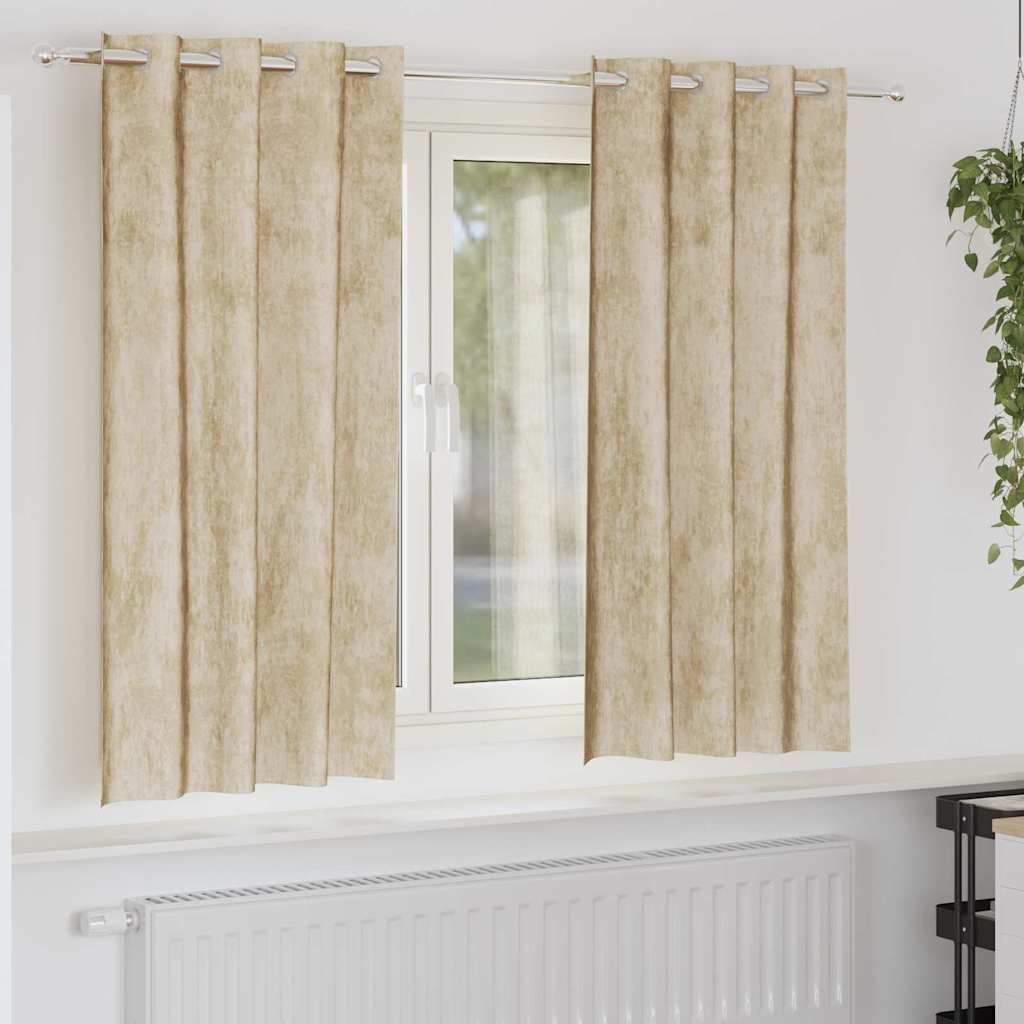 Βελούδινες Κουρτίνες 2 pcs Κρεμ 175 x 140 εκ. Βελούδο
