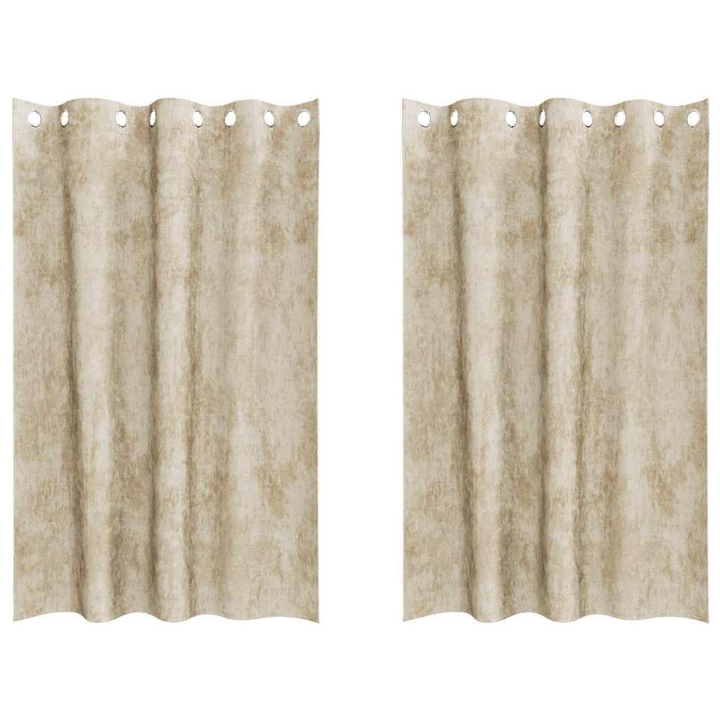 Βελούδινες Κουρτίνες 2 pcs Κρεμ 175 x 140 εκ. Βελούδο