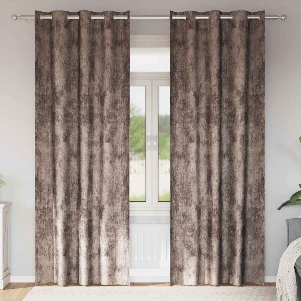 Βελούδινες Κουρτίνες 2 pcs Καπουτσίνο 260 x 140 εκ. Βελούδο - Pakobazaar