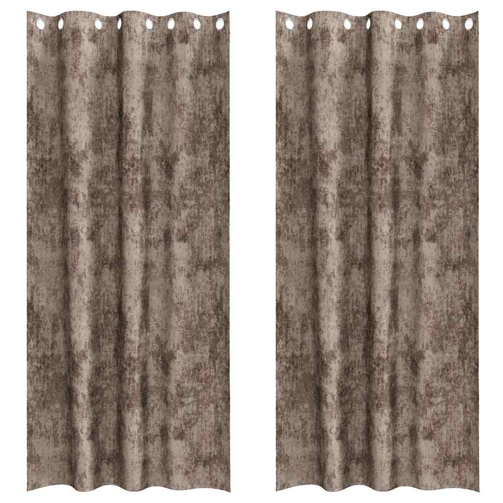 Βελούδινες Κουρτίνες 2 pcs Καπουτσίνο 260 x 140 εκ. Βελούδο - Pakobazaar