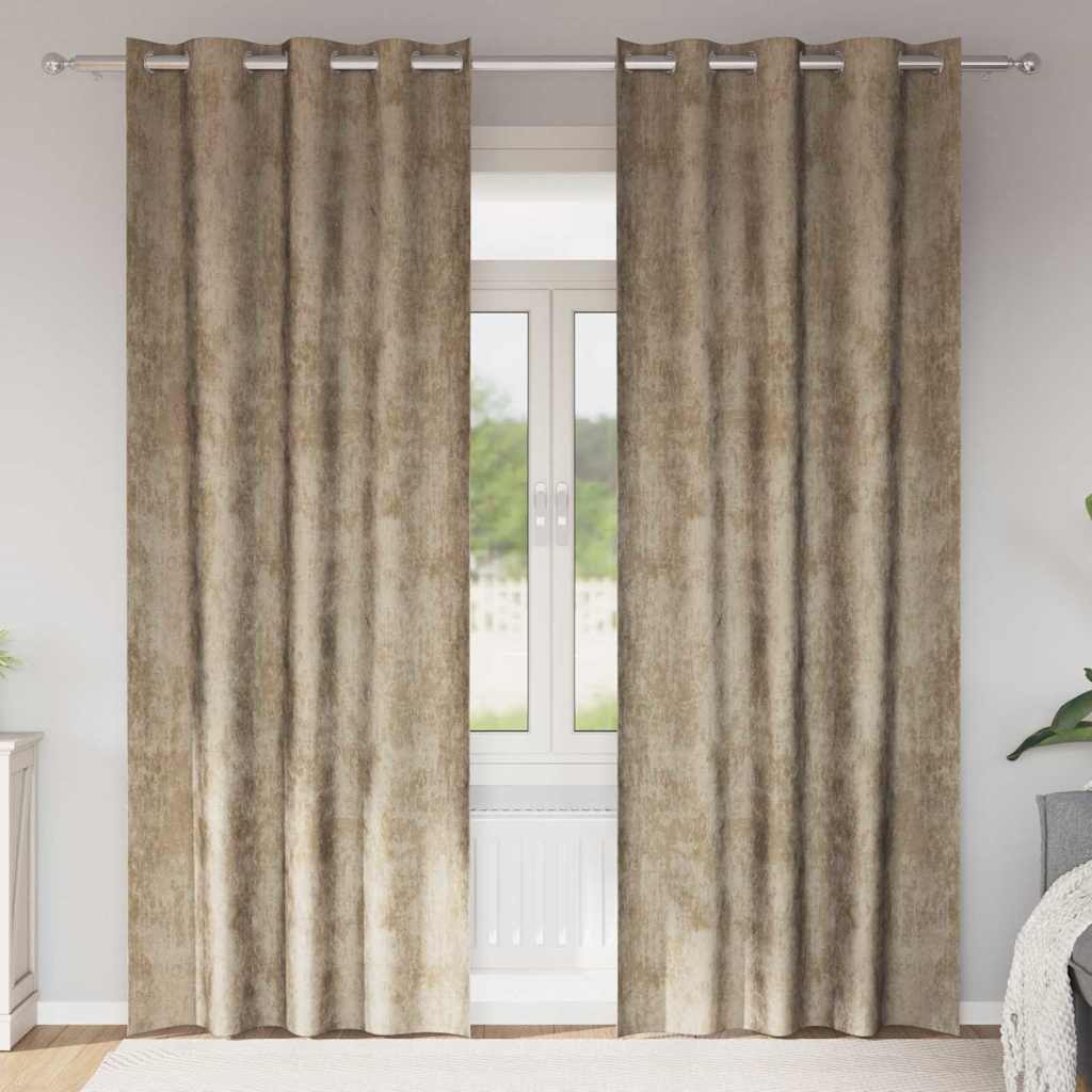 Βελούδινες Κουρτίνες 2 pcs Μπρονζέ 225 x 140 εκ. Βελούδο - Pakobazaar