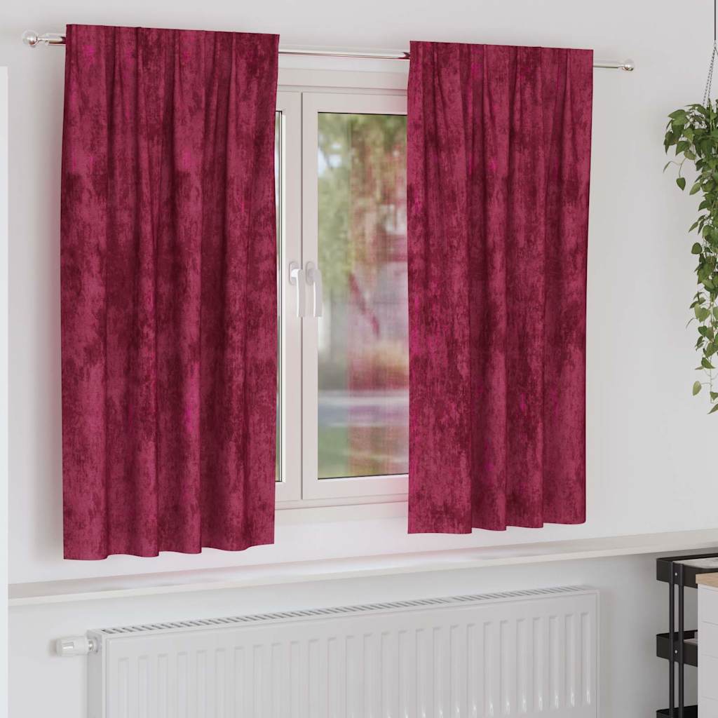 Βελούδινες Κουρτίνες 2 pcs Μπορντό 175 x 140 εκ. Βελούδο - Pakobazaar
