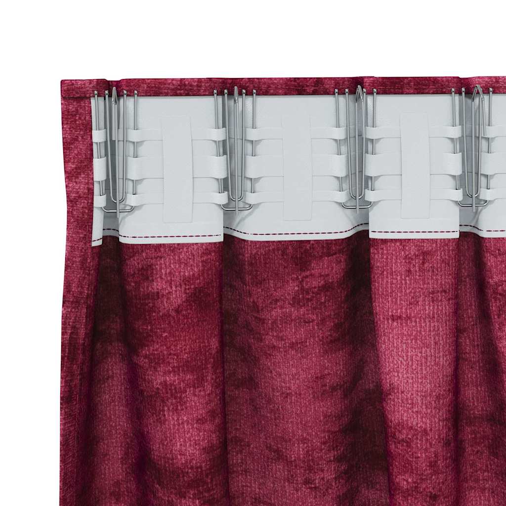 Βελούδινες Κουρτίνες 2 pcs Μπορντό 225 x 140 εκ. Βελούδο - Pakobazaar