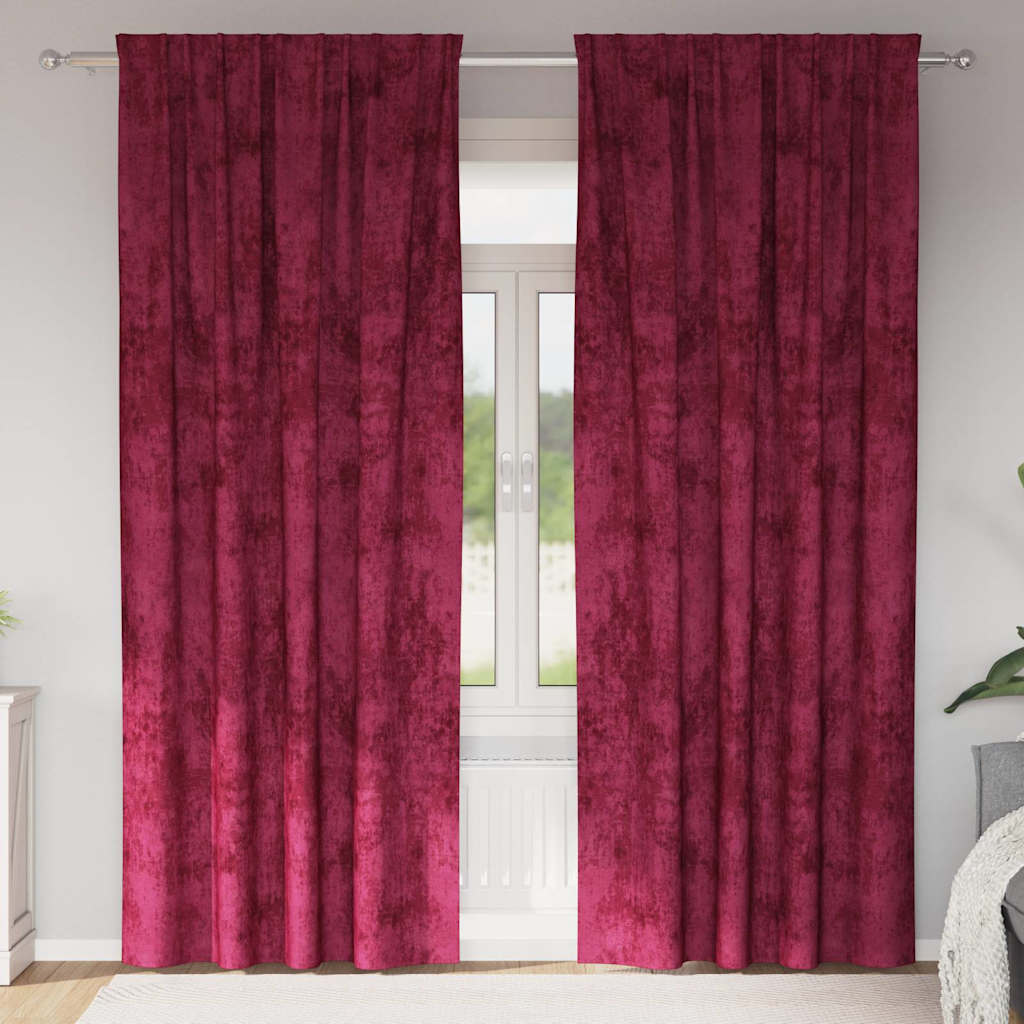 Βελούδινες Κουρτίνες 2 pcs Μπορντό 225 x 140 εκ. Βελούδο - Pakobazaar