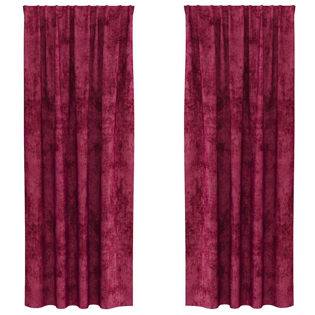 Βελούδινες Κουρτίνες 2 pcs Μπορντό 225 x 140 εκ. Βελούδο - Pakobazaar