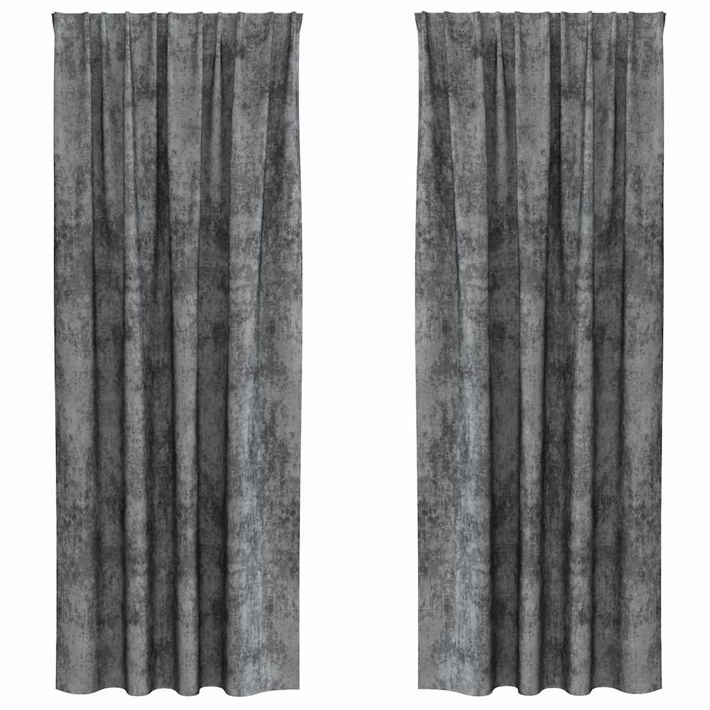 Βελούδινες Κουρτίνες 2 pcs Γκρι 225 x 140 εκ. Βελούδο