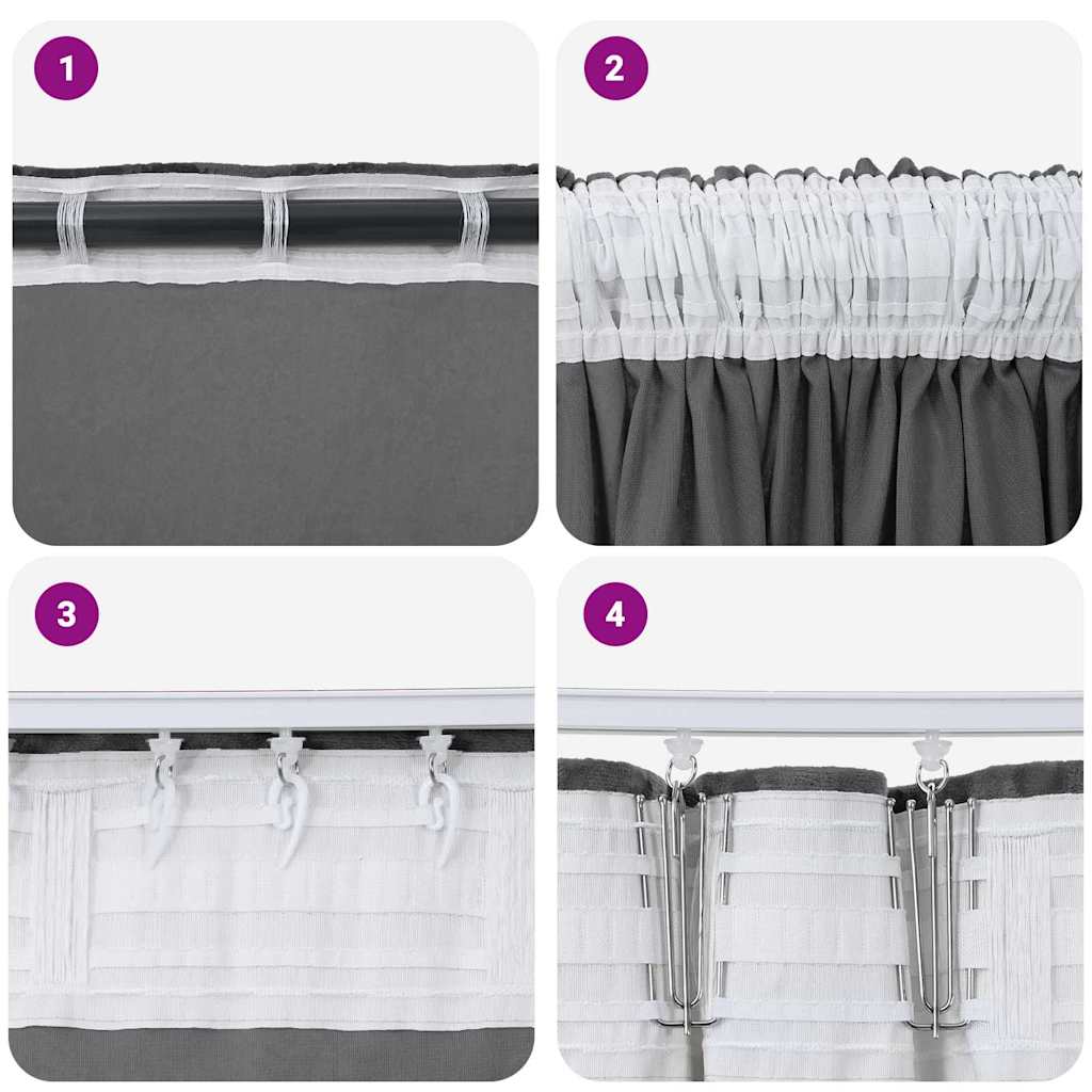 Βελούδινες Κουρτίνες 2 pcs Γκρι 260 x 140 εκ. Βελούδο - Pakobazaar