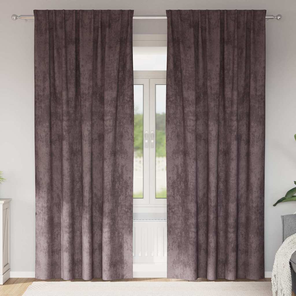 Βελούδινες Κουρτίνες 2 pcs Καφέ 225 x 140 εκ. Βελούδο